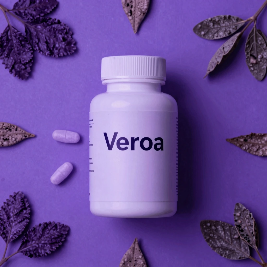 Abstract illustration of capsules and botanical shapes for Veroa Daily Blend